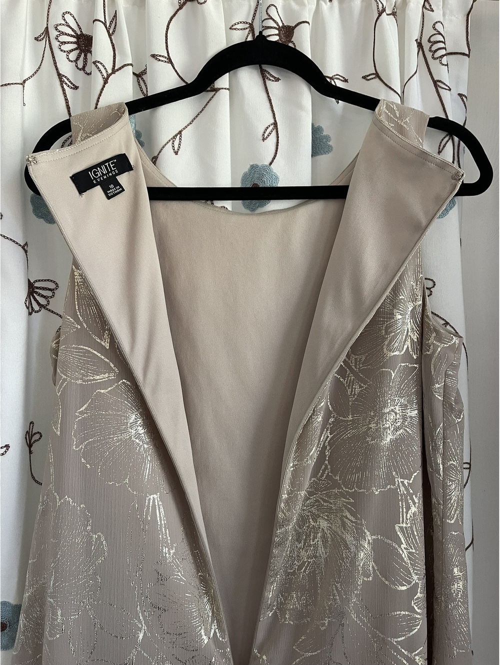 Ignite Evenings | 10 | Champagne Metallic Floral Dress - Picture 11 of 11